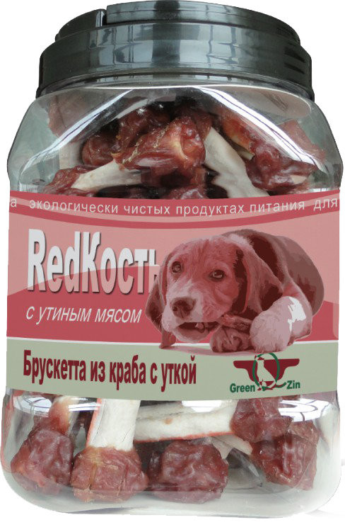 Green Qzin Лакомство для собак "Redкость" брускетта из краба с уткой, 1шт Green Qzin Лакомство для собак "Redкость" брускетта из краба с уткой, 1шт