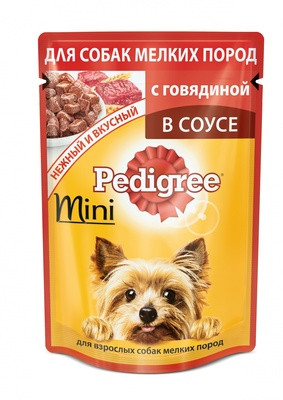 Pedigree для взрослых собак мелких пород с говядиной в соусе, 85 г