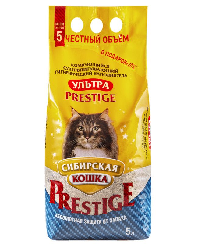 Сибирская кошка Ультра Prestige комкующийся наполнитель, 5 л Сибирская кошка Ультра Prestige комкующийся наполнитель, 5 л