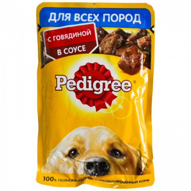 Pedigree для взрослых собак всех пород с говядиной в соусе, 85 гр