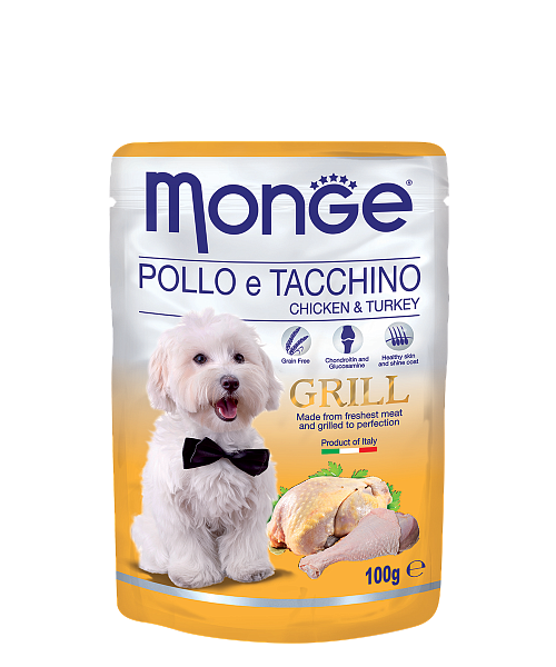 Monge Dog Grill Pouch (консервированный корм для собак курица с индейкой) 100гр