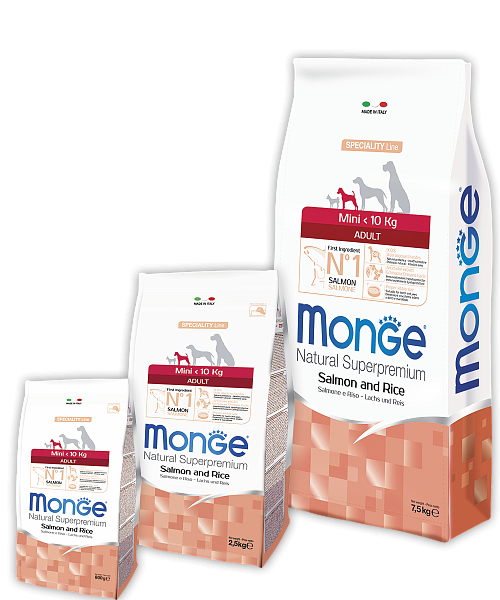 Monge Dog Speciality Mini корм для взрослых собак мелких пород с лососем и рисом Monge Dog Speciality Mini корм для взрослых собак мелких пород с лососем и рисом