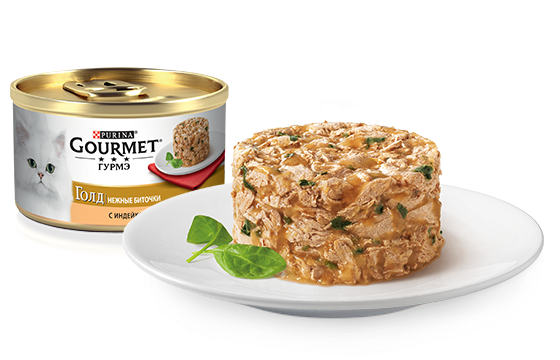 Акция!!!Gourmet Gold Нежные биточки с индейкой и шпинатом 85гр