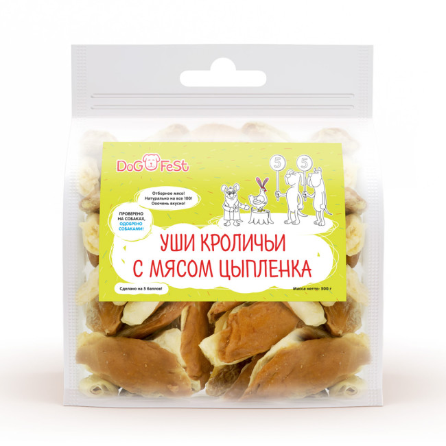 DogFest Уши кроличьи с мясом цыпленка 1шт DogFest Уши кроличьи с мясом цыпленка 1шт