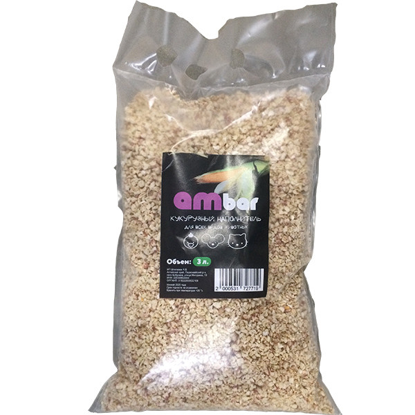 Ambar Наполнитель кукурузный для мелких грызунов и рептилий 3л