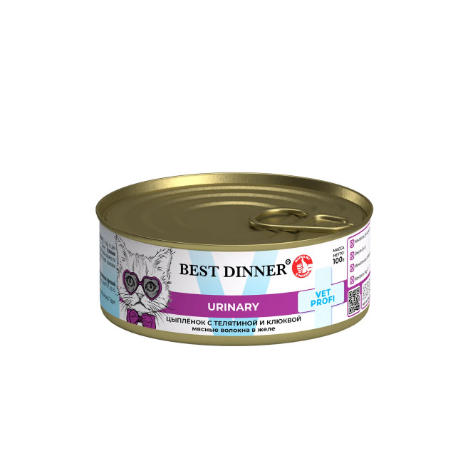 Best Dinner Urinary Консервы для стерилизованных кошек профилактика МКБ с цыпленком, телятиной и клюквой, 100 гр Best Dinner Urinary Консервы для стерилизованных кошек профилактика МКБ с цыпленком, телятиной и клюквой, 100 гр