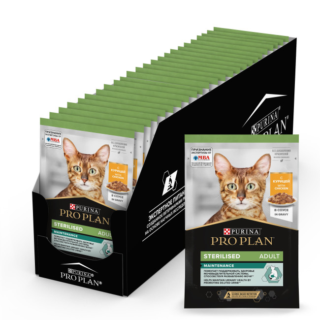 Pro Plan Sterilised Chicken кусочки в соусе для стерилизованных кошек с курицей, 85 гр Pro Plan Sterilised Chicken кусочки в соусе для стерилизованных кошек с курицей, 85 гр