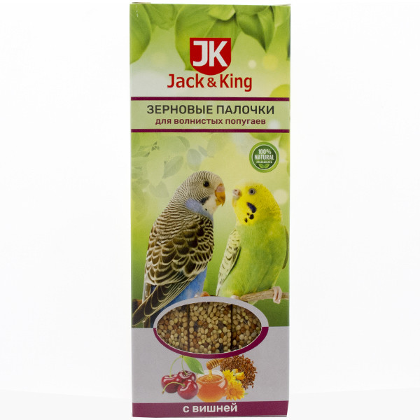 Jack&King Зерновые палочки для попугаев с вишней 3 шт, 90 гр