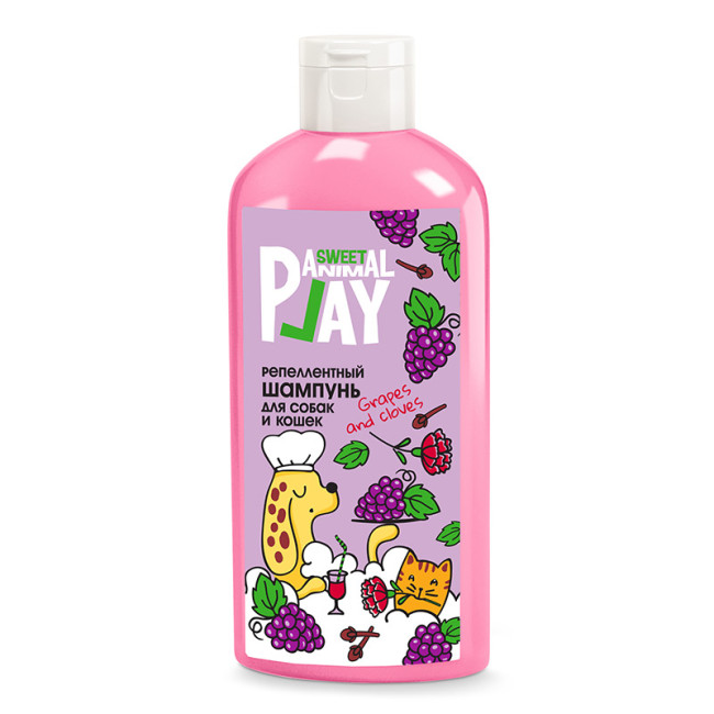 Animal Play Sweet Шампунь Виноград и гвоздика для кошек и собак отпугивающий насекомых, 300 мл Animal Play Sweet Шампунь Виноград и гвоздика для кошек и собак отпугивающий насекомых, 300 мл