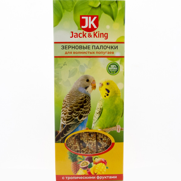 Jack&King Зерновые палочки для попугаев с тропическими фруктами 3 шт, 90 гр