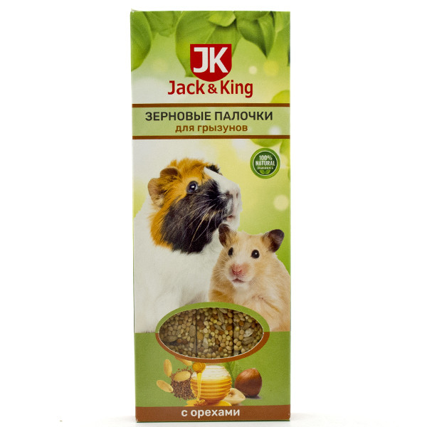 Jack&King Зерновые палочки для грызунов с орехами 3 шт, 90 гр