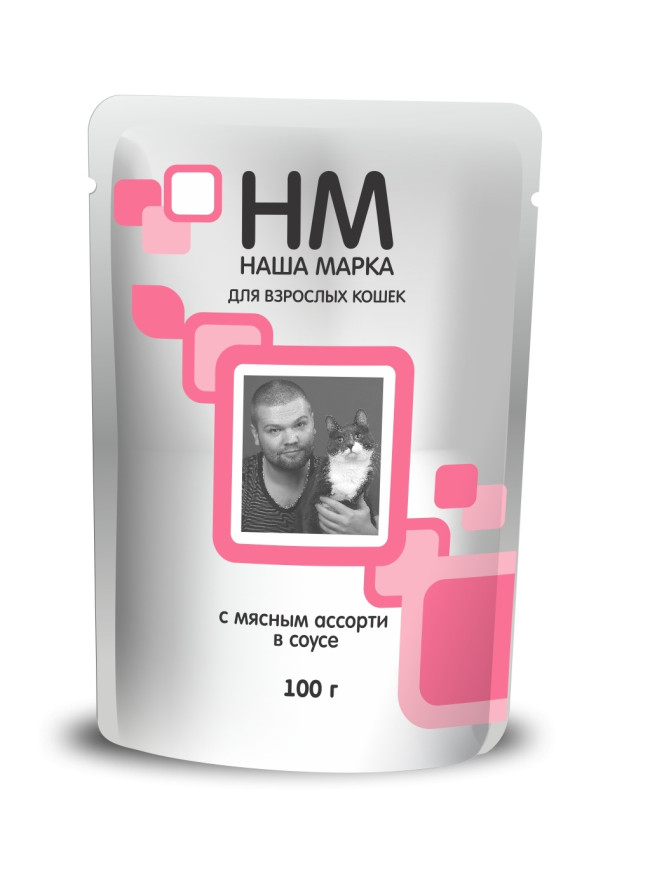 Наша Марка. Для взрослых кошек с мясным ассорти в соусе, 85 гр
