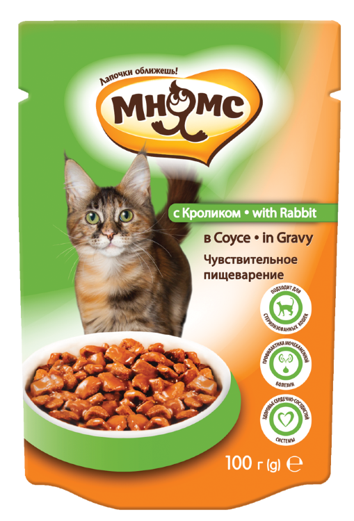 Распродажа!!! Мнямс Паучи для кошек с кроликом "Чувствительное пищеварение"100гр