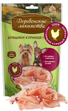 Деревенские лакомства для собак мини-пород Хрящики куриной грудки, 30 гр Деревенские лакомства для собак мини-пород Хрящики куриной грудки, 30 гр