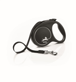 Flexi Рулетка "Black Design" S 5м на 15кг, ремень, серебро