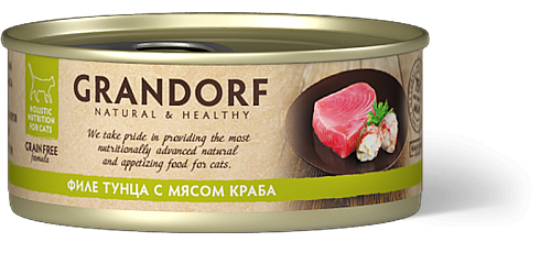 Grandorf Консервы для кошек филе тунца с мясом краба, 70гр Grandorf Консервы для кошек филе тунца с мясом краба, 70гр