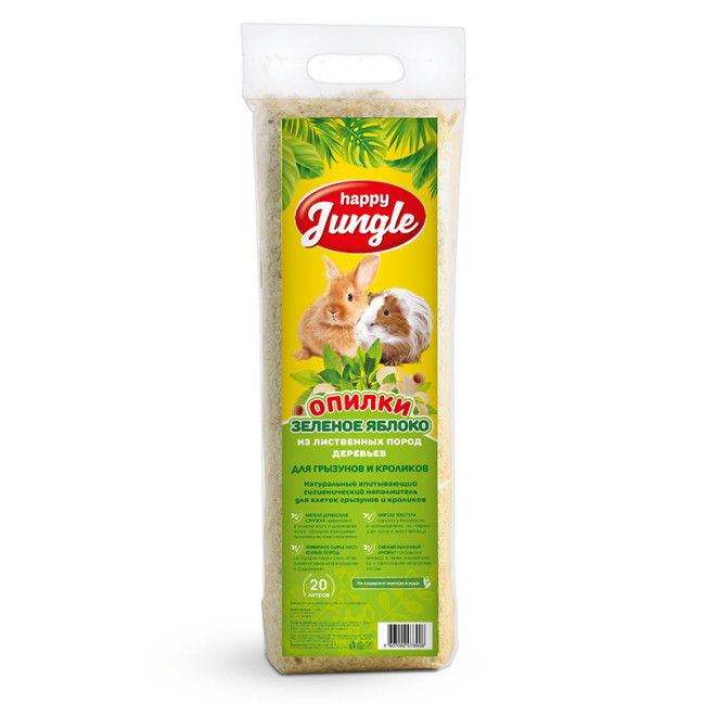 Happy Jungle Опилки из лиственных пород дерева с ароматом яблока 20л