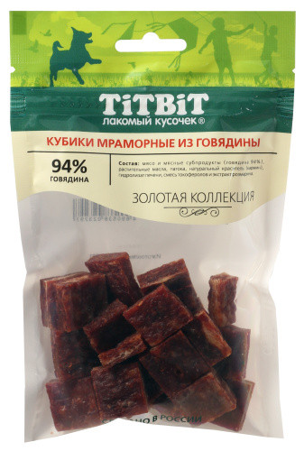 TiTBiT Золотая коллекция Кубики мраморные из говядины, 80 гр TiTBiT Золотая коллекция Кубики мраморные из говядины, 80 гр