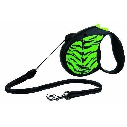 Flexi Рулетка "Safari" M 5м на 20кг, трос, зеленый тигр
