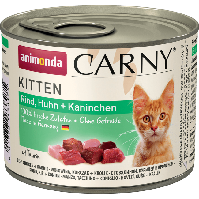 Animonda Carny Консервированный корм для котят с говядиной, курицей и кроликом, 200гр Animonda Carny Консервированный корм для котят с говядиной, курицей и кроликом, 200гр