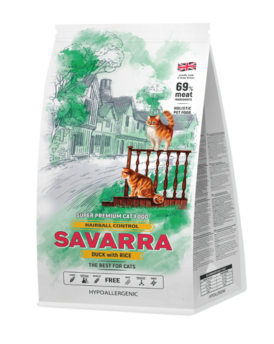 Savarra Hairball Control Cat (гипоаллергенный корм для кошек, предотвращающий образование комочков шерсти в желудке с уткой и рисом) Savarra Hairball Control Cat (гипоаллергенный корм для кошек, предотвращающий образование комочков шерсти в желудке с уткой и рисом)