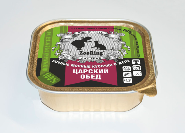 Zooring Кусочки в желе Царский обед с кроликом для кошек 100гр