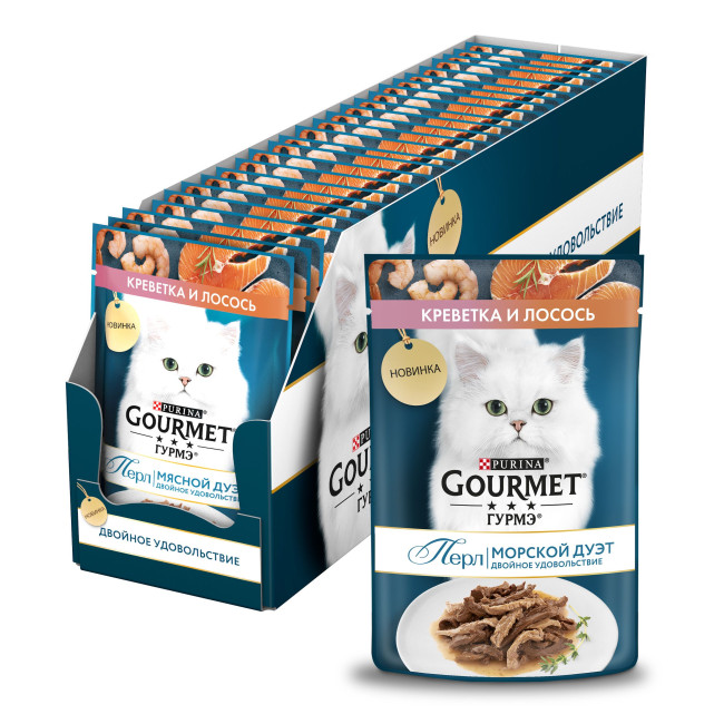 Gourmet Perl Морской дуэт с креветкой и лососем, 75 гр