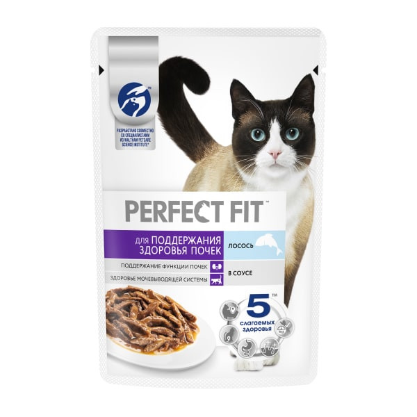 Perfect Fit для поддержания здоровья почек кошек с лососем, 85 гр