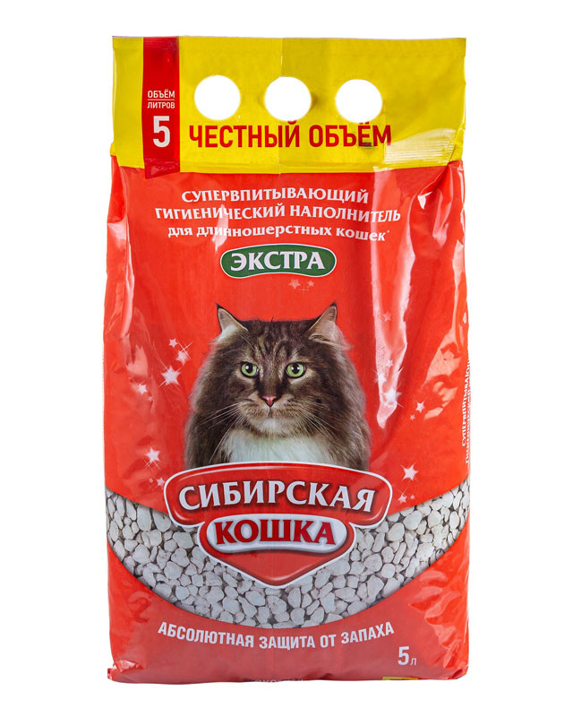 Сибирская кошка Экстра Впитывающий наполнитель для длинношерстных кошек