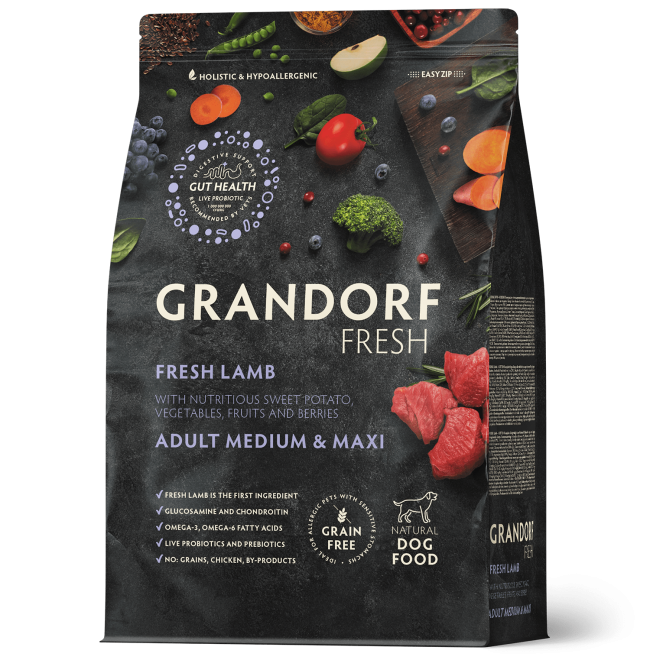 Grandorf Fresh Medium&Maxi Корм для собак средних и крупных пород с ягненком и бататом Grandorf Fresh Medium&Maxi Корм для собак средних и крупных пород с ягненком и бататом
