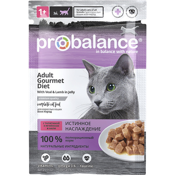 ProBalance влажный корм для кошек Gourmet с телятиной и ягненком , 85 гр
