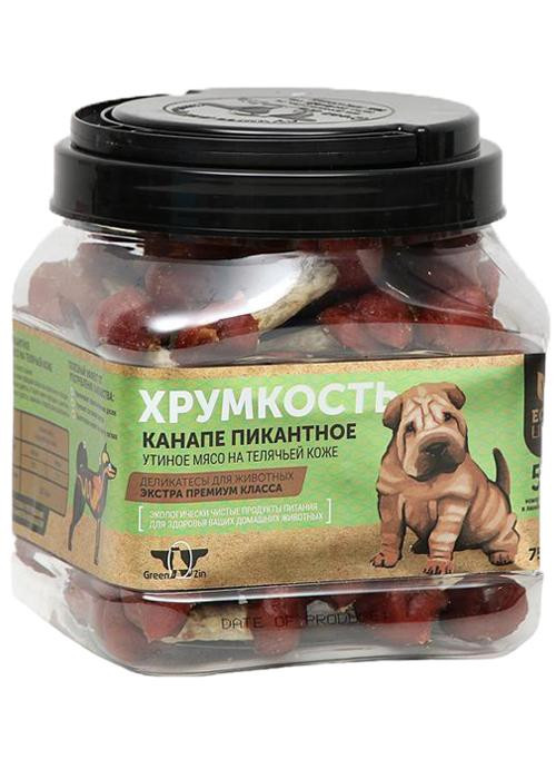 Green Qzin  Лакомство для собак "Хрумкость" канапе с уткой, 1 шт