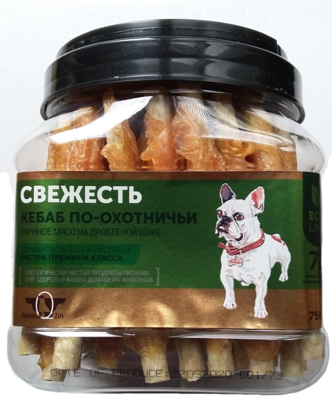 Green Qzin Лакомство для собак "Свежесть" куриный кебаб по-охотничьи, 1 шт Green Qzin Лакомство для собак "Свежесть" куриный кебаб по-охотничьи, 1 шт