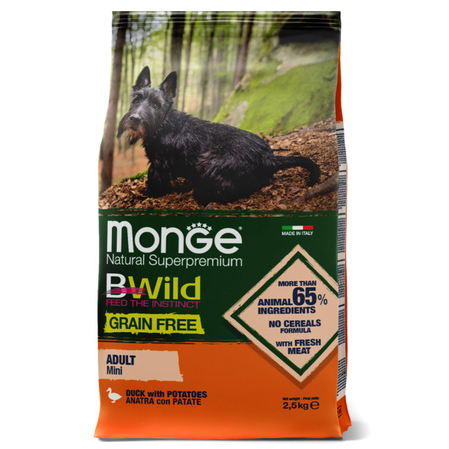 Monge Bwild Dog Mini беззерновой корм для собак мелких пород с уткой и картофелем