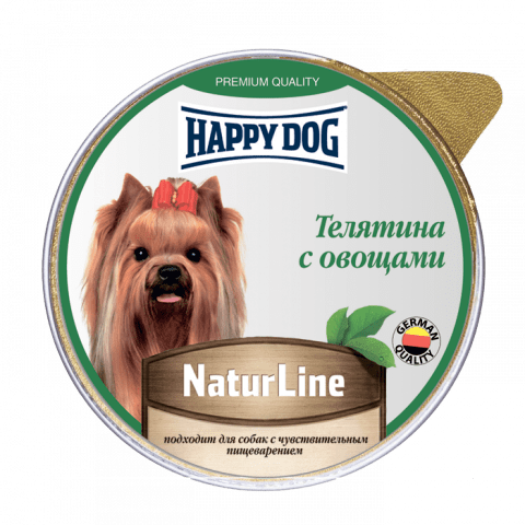 Happy Dog Natur Line паштет для собак  с телятиной и овощами, 125 гр