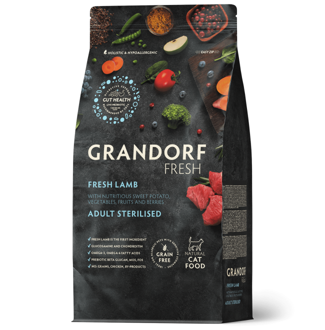 Grandorf Fresh Sterilised Корм для стерилизованных кошек с ягненком и бататом Grandorf Fresh Sterilised Корм для стерилизованных кошек с ягненком и бататом