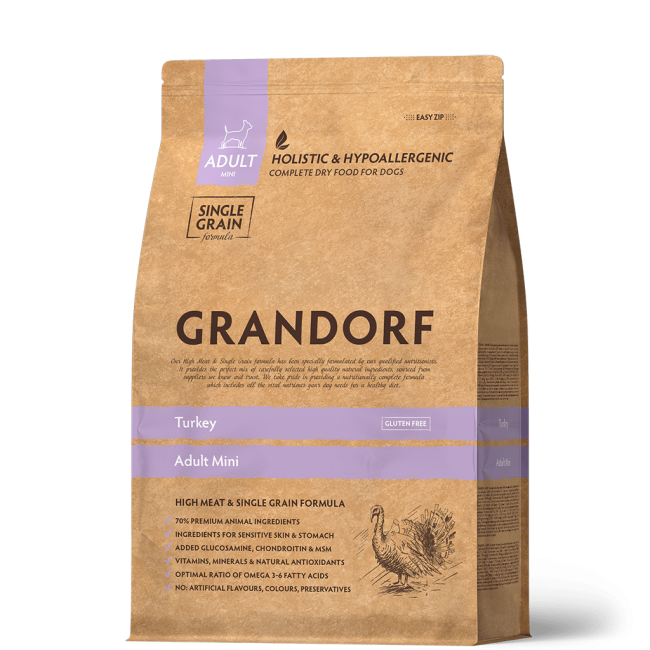 Grandorf Mini Корм для собак мини пород от 1 года с индейкой Grandorf Mini Корм для собак мини пород от 1 года с индейкой