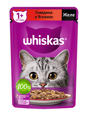 Whiskas желе с говядиной и ягненком, 75 гр
