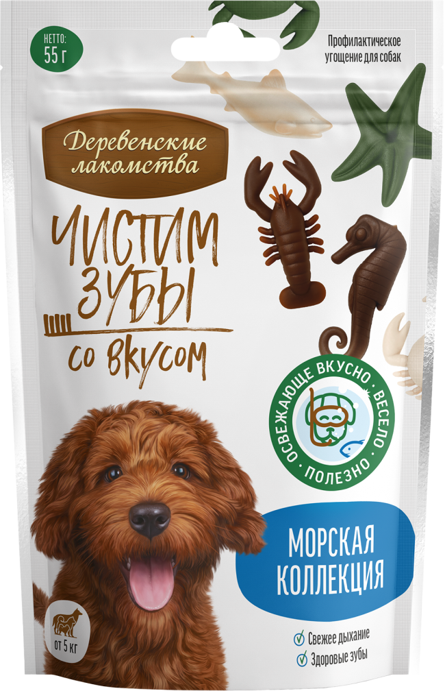 Деревенские лакомства Чистим зубы морская коллекция, 55 гр Деревенские лакомства Чистим зубы морская коллекция, 55 гр