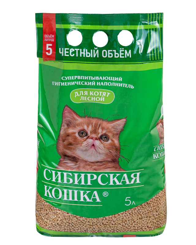 Сибирская кошка Лесной для КОТЯТ. Древесный наполнитель
