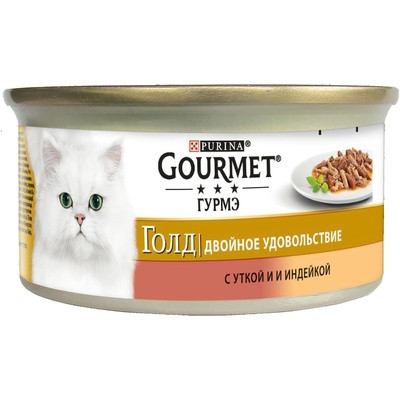 Акция!!!Gourmet Gold Двойное удовольствие с уткой и индейкой 85гр