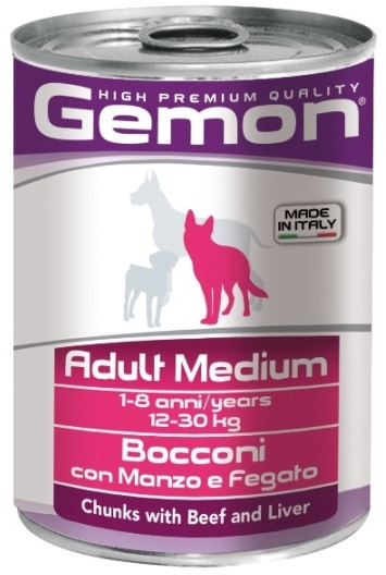 Gemon Dog Medium консервы для собак средних пород кусочки говядины с печенью 415гр Gemon Dog Medium консервы для собак средних пород кусочки говядины с печенью 415гр