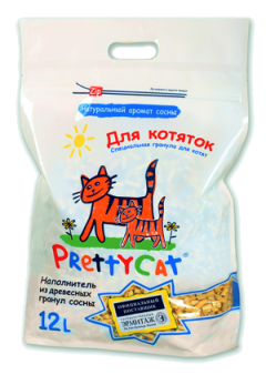 Pretty Cat Наполнитель древесный для котят "Wood Granules" 12л Pretty Cat Наполнитель древесный для котят "Wood Granules" 12л