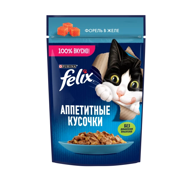 Felix Аппетитные кусочки с форелью в желе 75гр