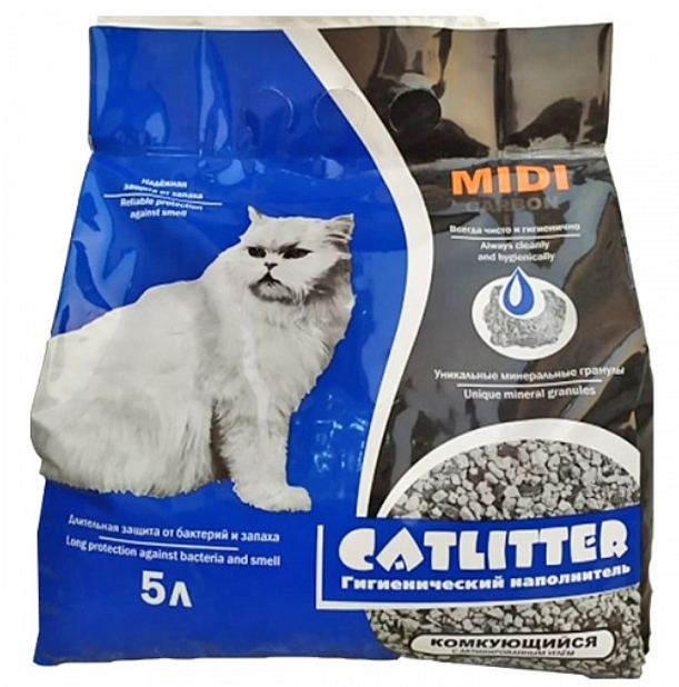 Catlitter Carbon midi комкующийся наполнитель с углем Catlitter Carbon midi комкующийся наполнитель с углем