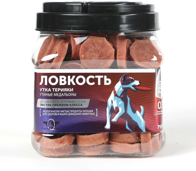 Green Qzin Лакомство для собак "Ловкость"  утка терияки (утиные медальоны), 1шт