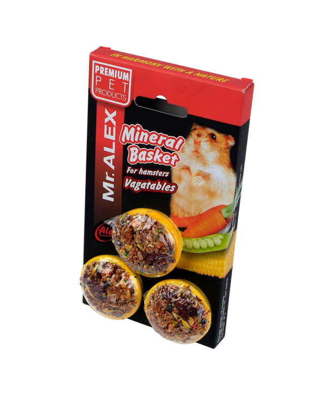 Mr.Alex Корзинка минеральная для грызунов с овощами 3шт