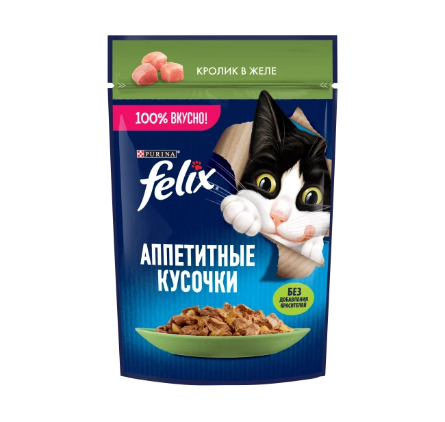 Felix Аппетитные кусочки с кроликом в желе, 75 гр
