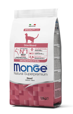 Акция!!!Monge Cat Monoprotein корм для стерилизованных кошек из говядины, 1.5 кг СКИДКА! Акция!!!Monge Cat Monoprotein корм для стерилизованных кошек из говядины, 1.5 кг СКИДКА!