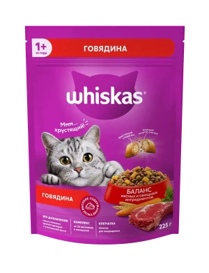Whiskas вкусные подушечки с нежным паштетом. Аппетитный обед с говядиной Whiskas вкусные подушечки с нежным паштетом. Аппетитный обед с говядиной